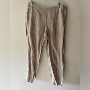 J.‎ Jill Khaki Cropped 100% Linen Ankle Stretch Pants